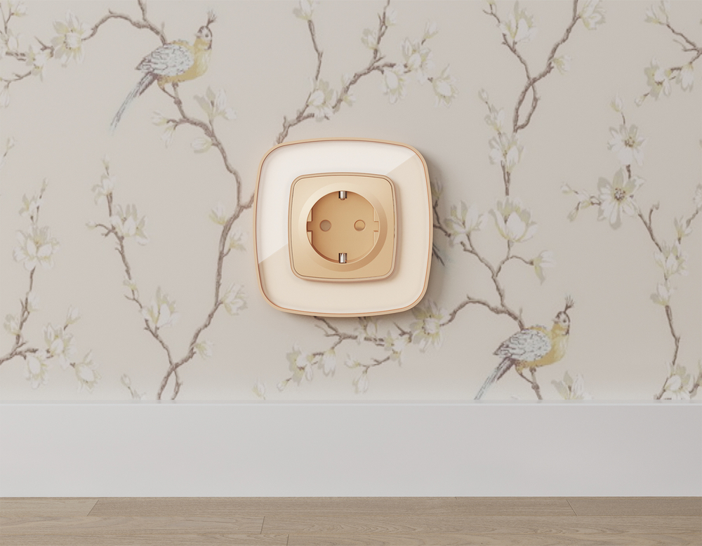 MO607010 Комплект механизма электрической розетки OMEGA Шампань с/з с шторками QUANT (OP6070, VM141)