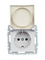 BRITE Розетка 1-местная с заземлением с защитными шторками и крышкой 16А IP44 РСбш10-3-44-БрА алюминий IEK