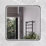 Зеркало в черной алюминиевой раме 80 см Comforty Сириус-80 светодиодная динамическая подсветка холодный свет, сенсор