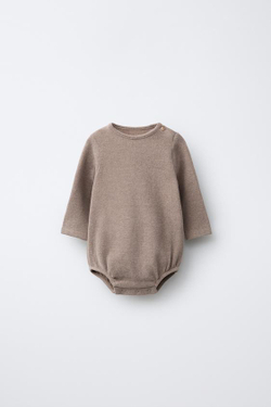 ZARA БОДИ ИЗ МЯГКОЙ ТКАНИ, РЫЖЕВАТО-КОРИЧНЕВЫЙ