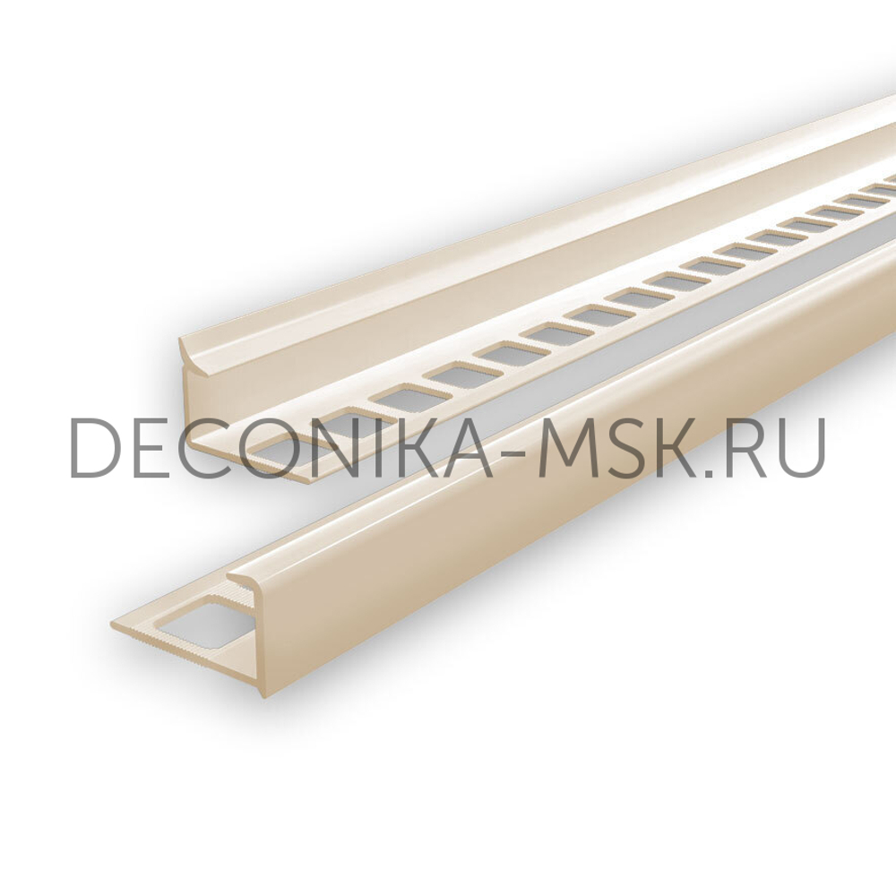 Раскладка для плитки наружная DECONIKA 10мм 2.5м Слоновая кость глянцевая Д-Пл10-Н-008СКГ