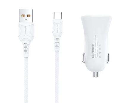 Автомобильное зарядное устройство DENMEN DZ06L 3.1A 2xUSB + кабель Lightning White