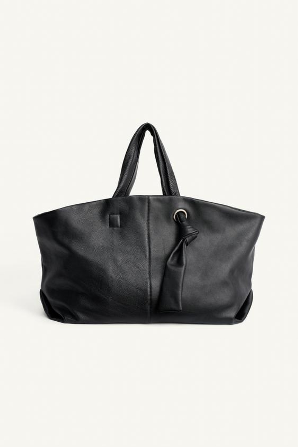 ZARA КОЖАНАЯ СУМКА-ТОУТ, ЧЕРНЫЙ