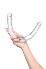 Двусторонний фаллоимитатор Toyfa Basic Double Dildo, 40 см, прозрачный