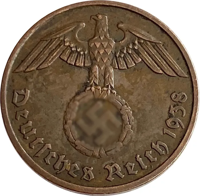 2 рейхспфеннига 1938 Германия (Третий рейх) "F" XF