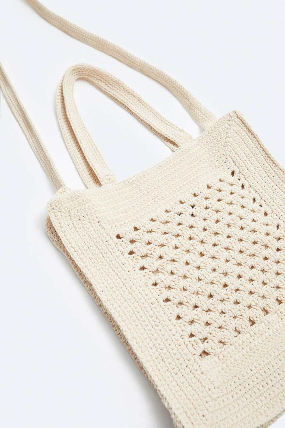 ZARA МЯГКАЯ ТКАНАЯ СУМКА-ТОУТ, КОСТЯНОЙ БЕЛЫЙ