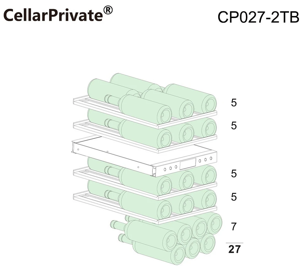 Винный шкаф двухзонный Cellar Private CP027-2TB