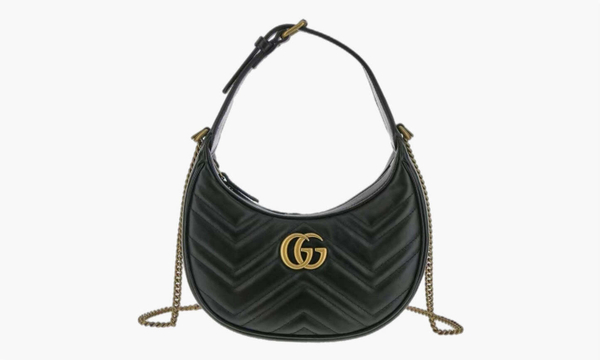 Сумка Gucci GG Marmont Half-Moon Shaped Leather MINI Bag "Black"