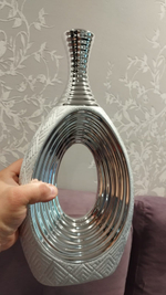 Ваза Garda Decor 18H2408-19, керамика, настольная, цвет серебро, высота 31 см