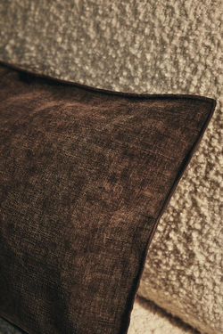 ZARA HOME ЧЕХОЛ ДЛЯ ДЕКОРАТИВНОЙ ПОДУШКИ С ВЫШИВКОЙ ИЗ СИНЕЛИ, КОРИЧНЕВЫЙ