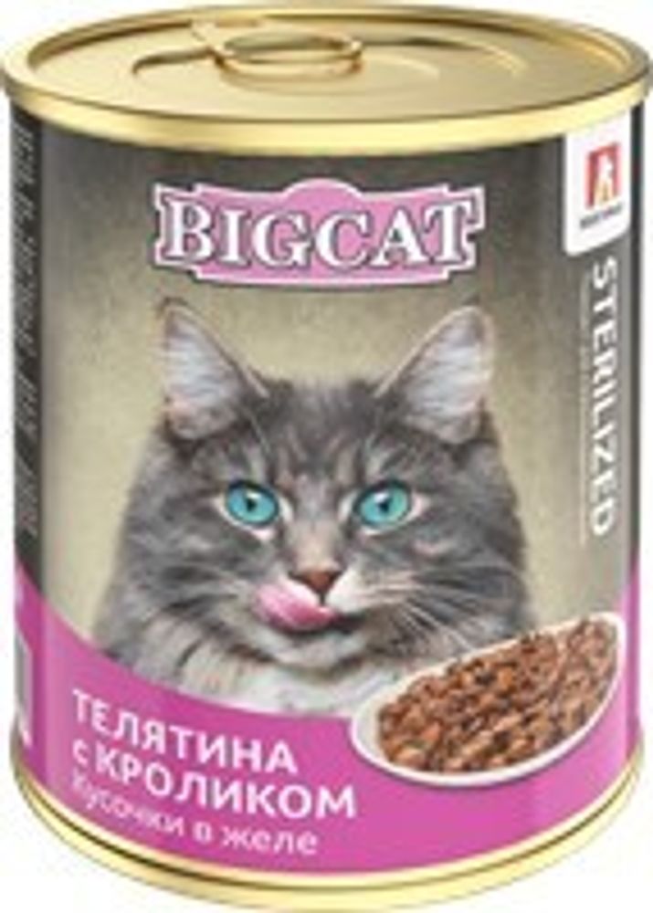 Зоогурман BIG CAT Sterilized влажный корм для стерилизованных кошек консервированный, телятина с кроликом 350 г