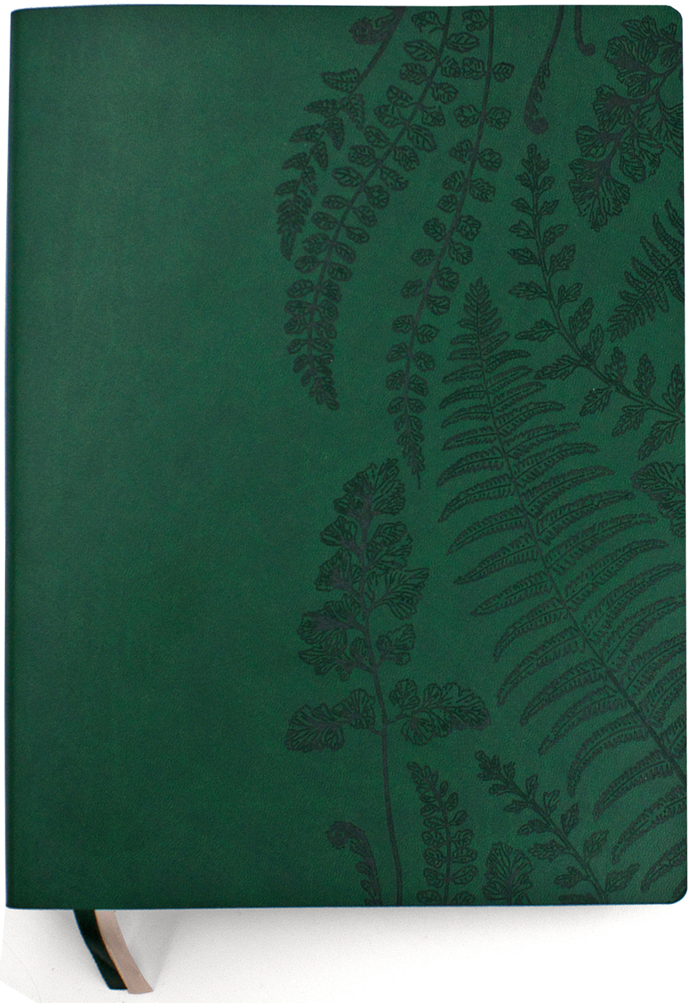 Бизнес-тетрадь А4 в клетку Папоротники, гибкая обложка - темно-зеленый Latte, тиснение блинт