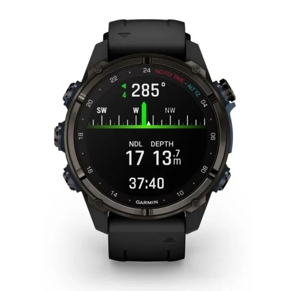 Умные часы Garmin Descent MK3i - 43 мм Титан Carbon Grey DLC с черным силиконовым ремешком