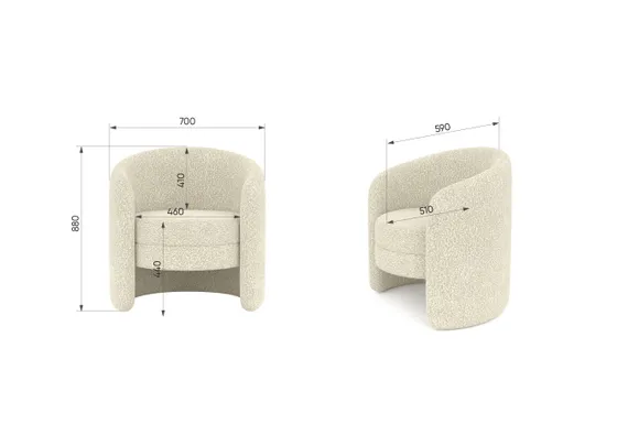 Кресло Ellipse E7.4 (молочный, рогожка)