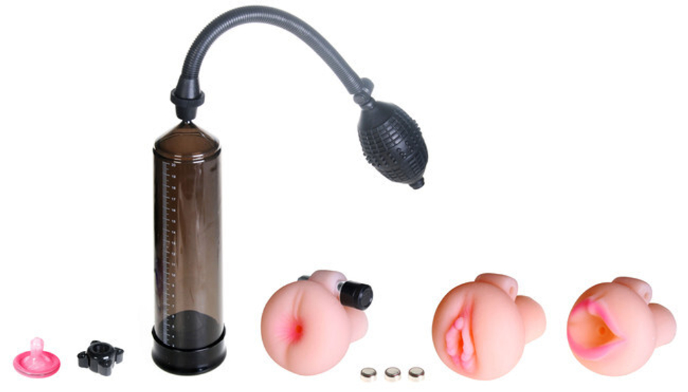 Вибропомпа с тремя реалистичными насадками Pump Worx (Цвет: черный)