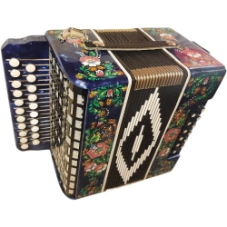 ГАРМОНЬ "ЧАЙКА" (S48/1ХL, 21х12), ЦВЕТ СИНИЙ, РОСПИСЬ "ПАЛЕХ"