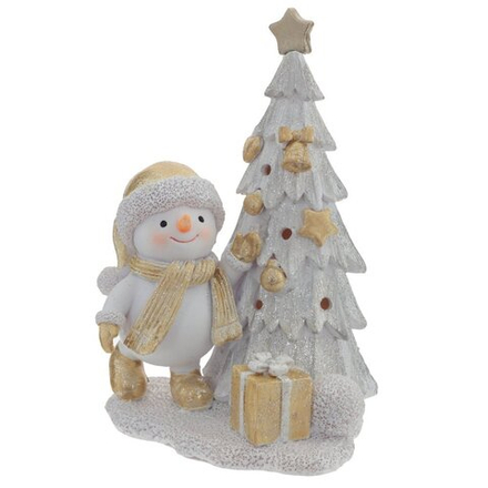 GAEM Фигурка декоративная "Снеговик и ёлка" с подсветкой (2хLR44), L11,5 W9 H15 см
