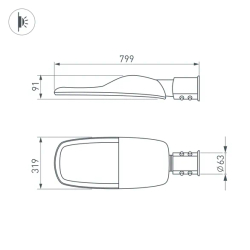 Светильник OXOR-TURI-799х319-240W Day4000 (GR, 144x75 deg, 230V) IP66 (Arlight, -) 053877