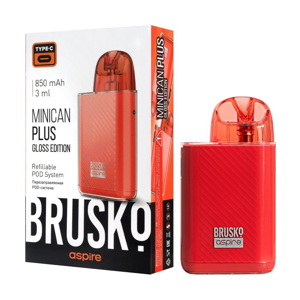 Brusko Minican Plus Gloss Edition, 850 mAh, Красный