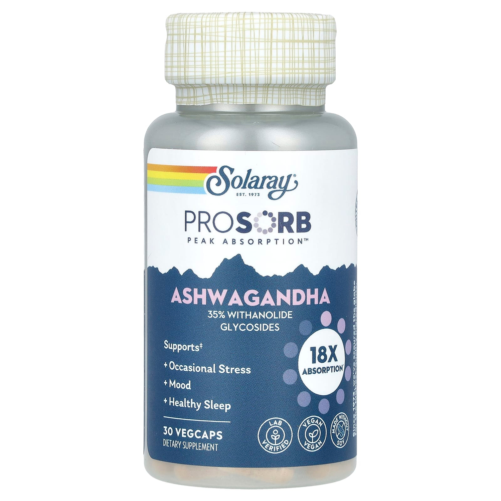 Solaray, Ашваганда, 240 мг, 30 вегетарианских капсул