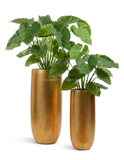 Кашпо TREEZ Effectory - Metal - Высокий округлый конус - Сусальное золото