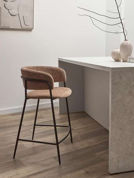 Стул барный Helning, мягкий шенилл, светло-коричневый