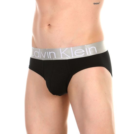 Мужские трусы брифы черные с серебристой резинкой Calvin Klein