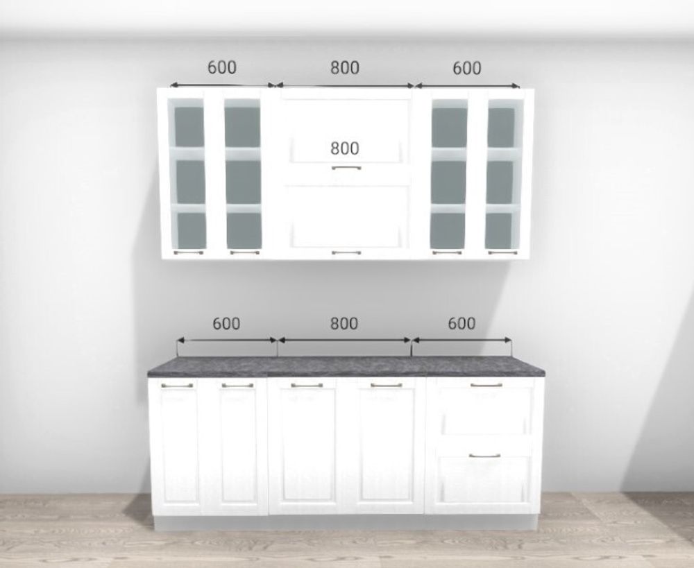 Кухонный гарнитур Гарда Белый патина 2,0м