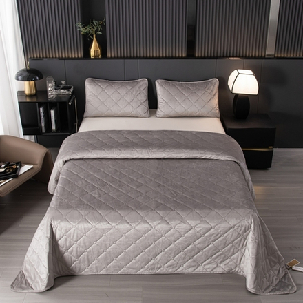 Велюровое покрывало ромб OVF042, размер 240*260, наволочки 50-70 2 шт