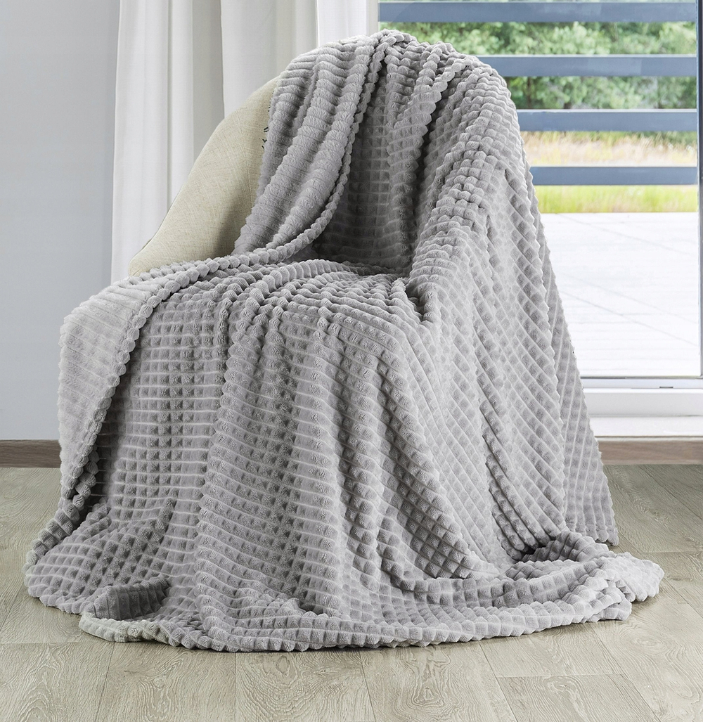 Плед "ФАЙБЕР выбитая клетка"