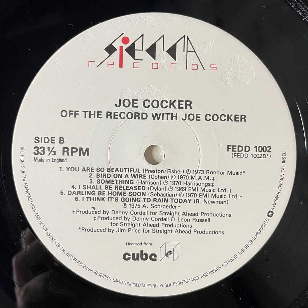 Винтажная виниловая пластинка LP Joe Cocker Off The Record With (UK 1984)