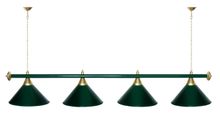 Лампа STARTBILLIARDS 4 пл. (плафоны хром,штанга зеленая,фурнитура золото)