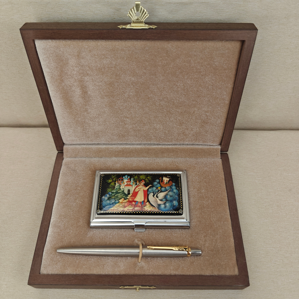 Набор подарочный "Царевна-лебедь" с ручной росписью в футляре