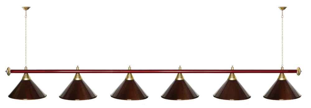 Лампа STARTBILLIARDS 6 пл. (плафоны зеленые,штанга золотая,фурнитура золото)