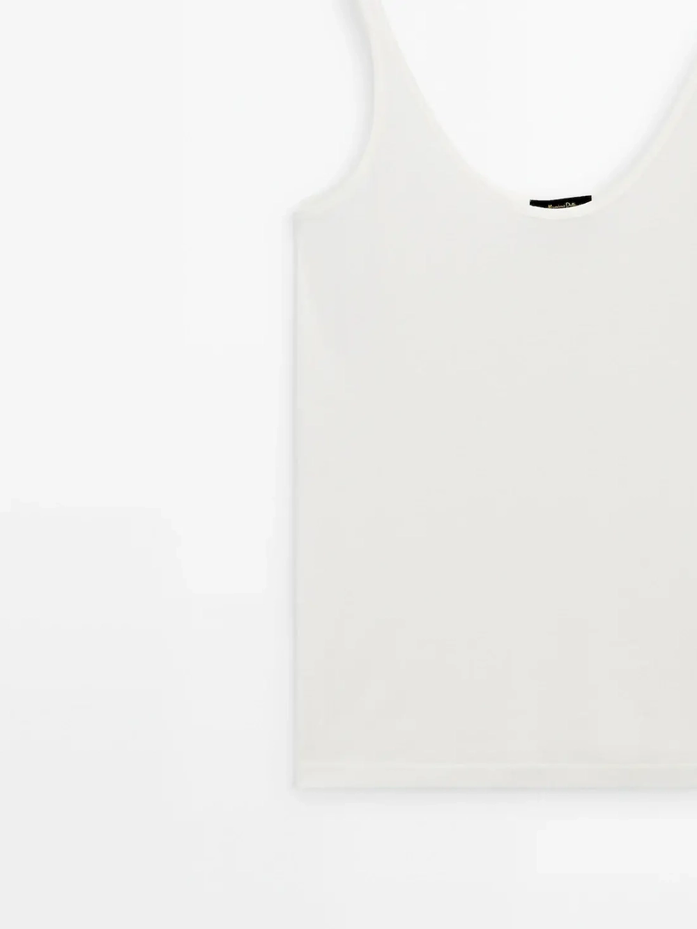 Massimo Dutti Топ в рубчик на двойных бретелях, натуральный, кремовый