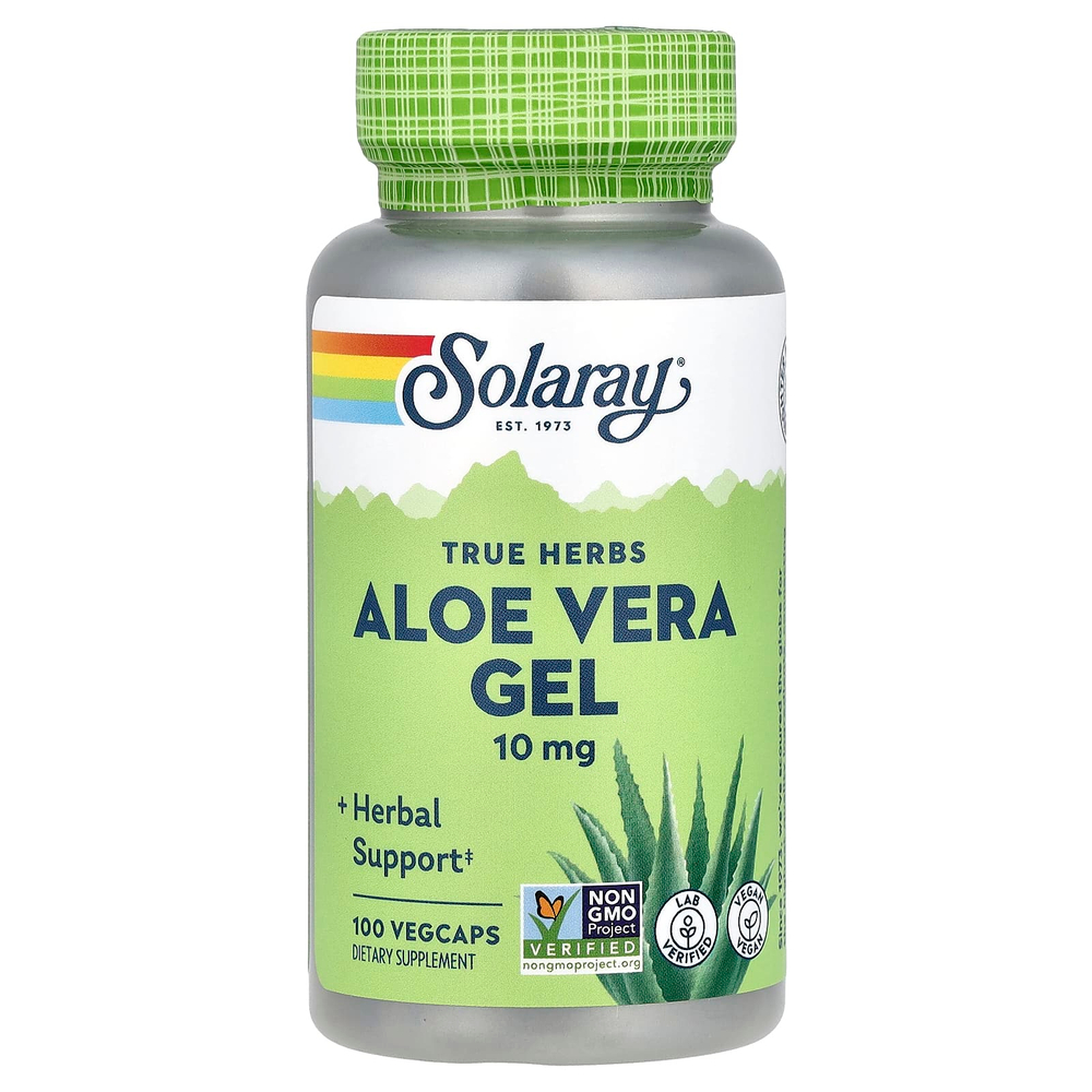 Solaray, True Herbs, гель из алоэ вера, 100 капсул VegCap