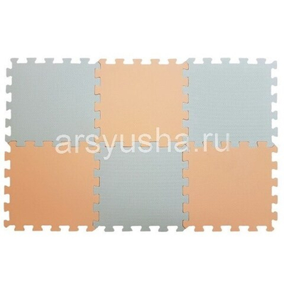 Коврик-пазл Экополимеры (6 плит 33x33x0,9см, ~0,65кв.м./уп) Оранжево-бежевый