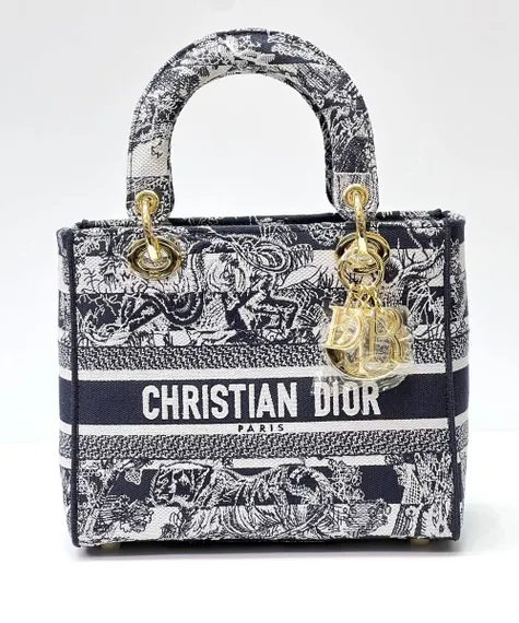 Сумка женская Dior Lady D-lite, модель среднего формата синий