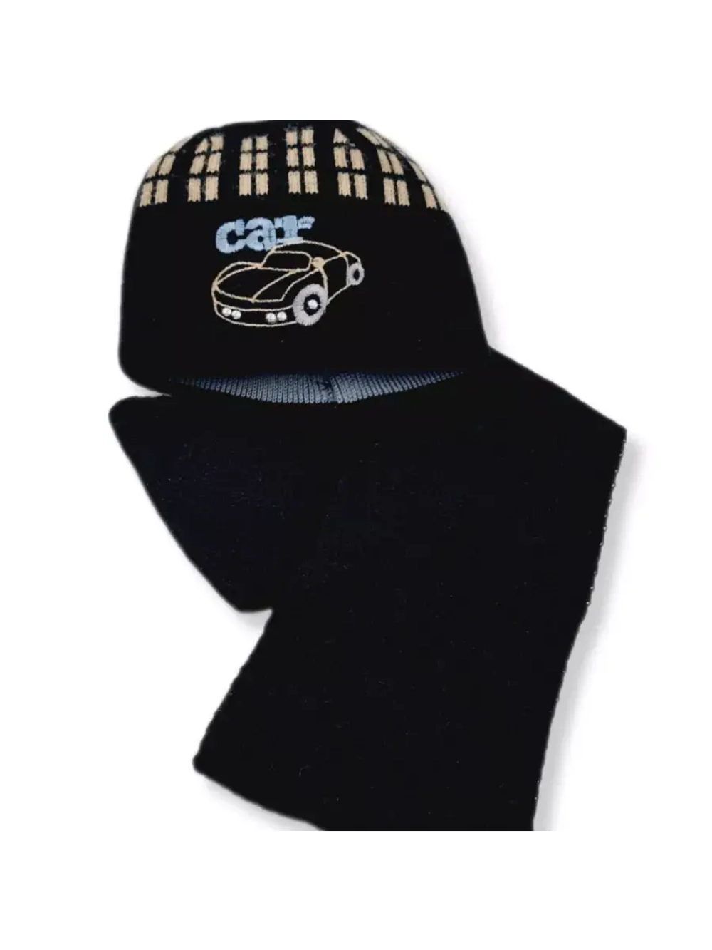 Детская шапка с шарфом для мальчика весна