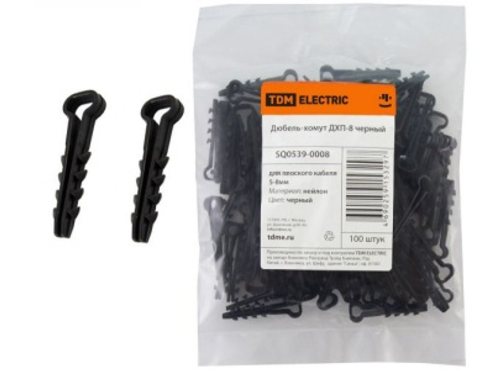 Дюбель-хомут для плоского кабеля 5х10мм черный (100шт/уп) TDM