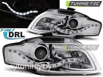 Передние фары Audi A4 B7 daylight chrome drl