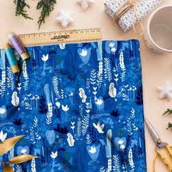 Ткань премиум бифлекс синий лес