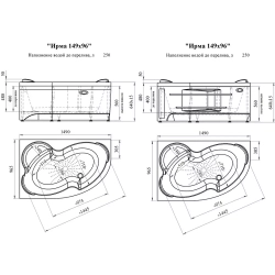 Акриловая ванна Radomir Vanessa (Радомир Ванесса) Ирма 149х96 R, с каркасом
