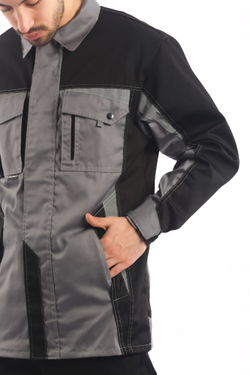 Куртка мужская летняя «Ультра», серая/черная ткань 245 г/м