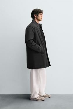 ZARA ТРЕНЧ С ОТСТЕГИВАЮЩЕЙСЯ ПОДКЛАДКОЙ, ЧЕРНЫЙ