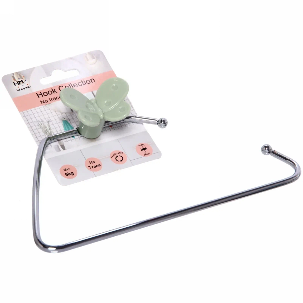 Держатель для полотенца с липким слоем Бабочка зеленый MH8042