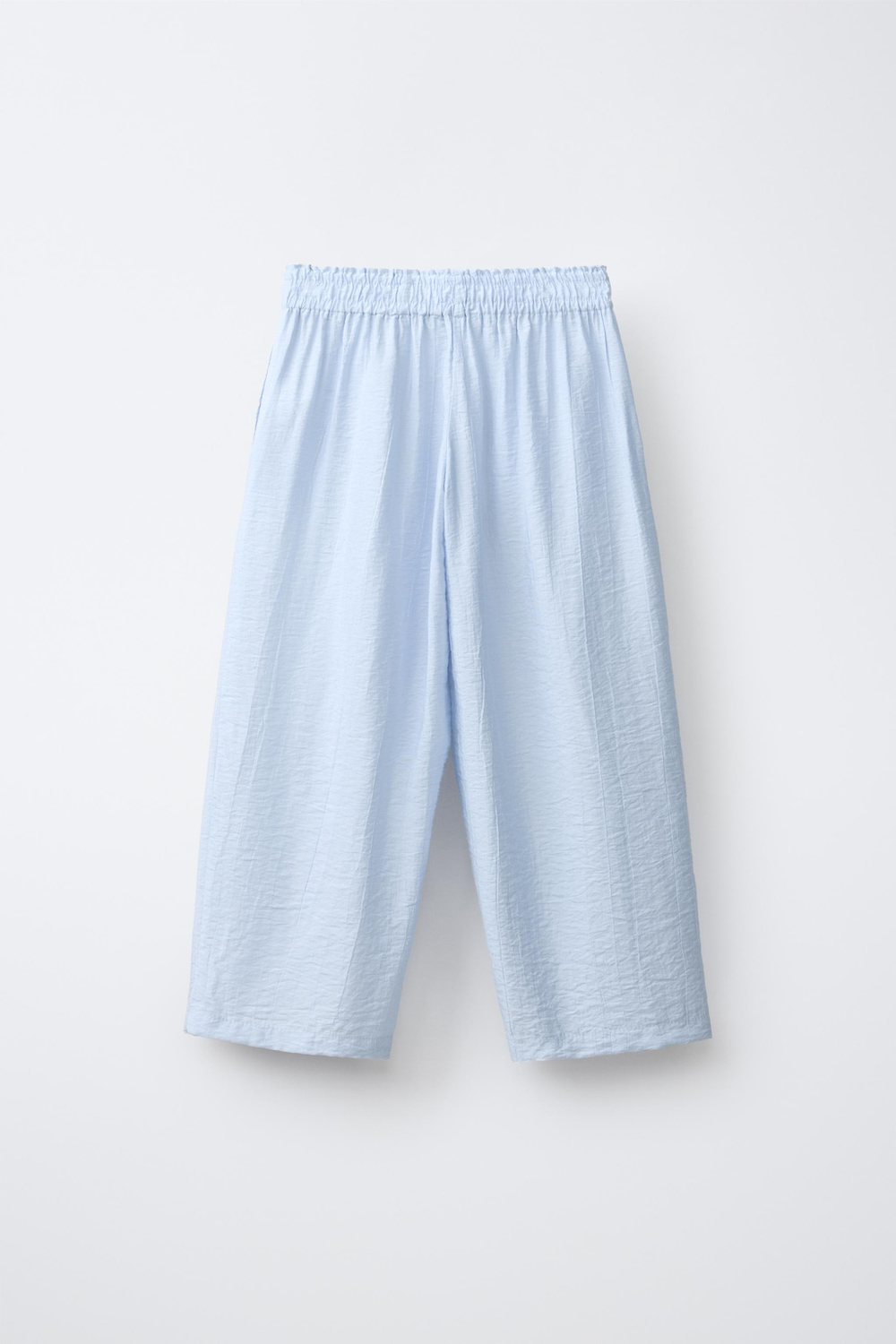 ZARA БРЮКИ WIDE LEG С ЖАТЫМ ЭФФЕКТОМ, ПАСТЕЛЬНО-СИНИЙ