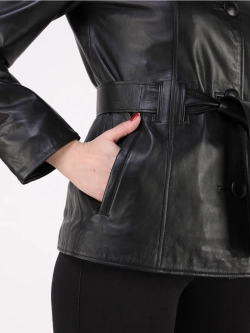 Кожаная куртка демисезонная натуральная с поясом