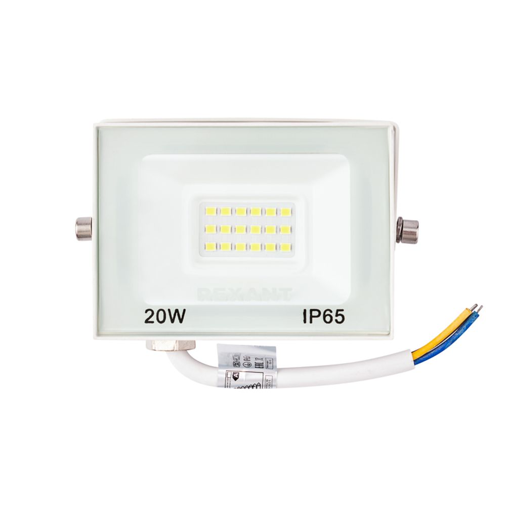 Прожектор светодиодный СДО 20Вт 1600Лм 6500K холодный свет, белый корпус REXANT
