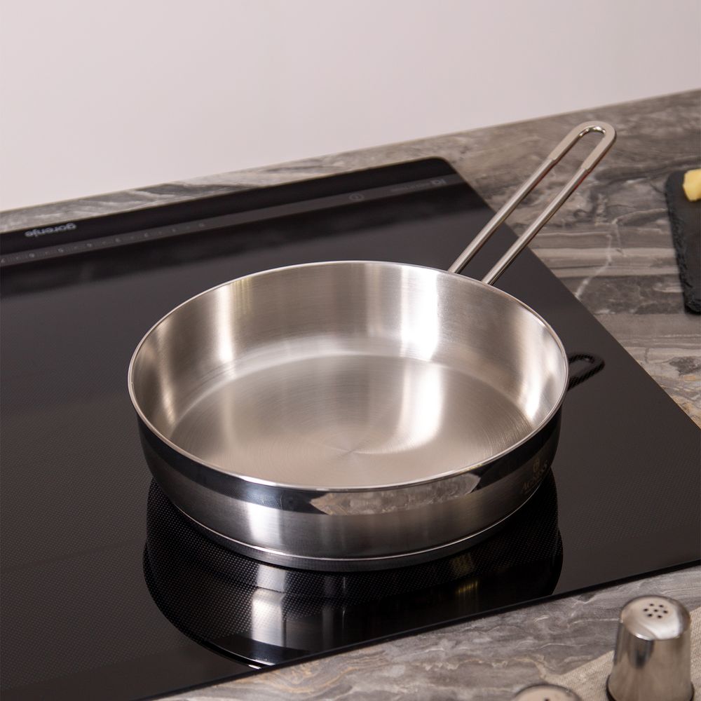 СКОВОРОДА AGNESS PROFESSIONAL 24Х6 СМ, 2,7 Л ВЫСОКОКАЧЕСТВЕННАЯ НЕРЖ СТАЛЬ 18/10 ИНДУКЦИОННОЕ ДНО